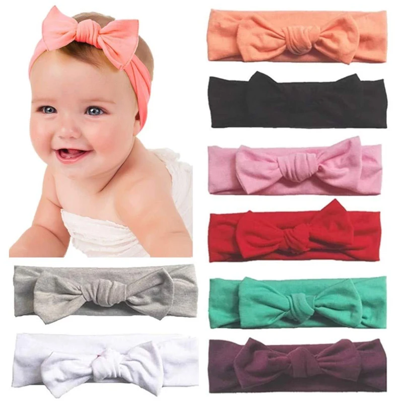 

Baby Headbands Knotted Girl's Hairbands for Newborn Three Packs Printed ElasticToddler and Childrens Female Pure Cotton Bow