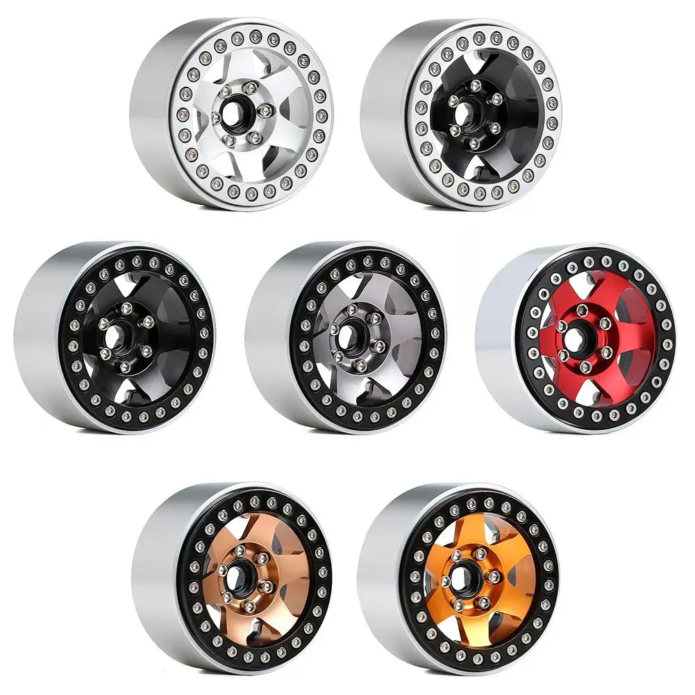 

4PCS Metal 6 Spokes 1.9 Beadlock Wheel Hub Rim for 1/10 RC Crawler Axial SCX10 90046 AXI03007 Traxxas TRX4 RedCat MST