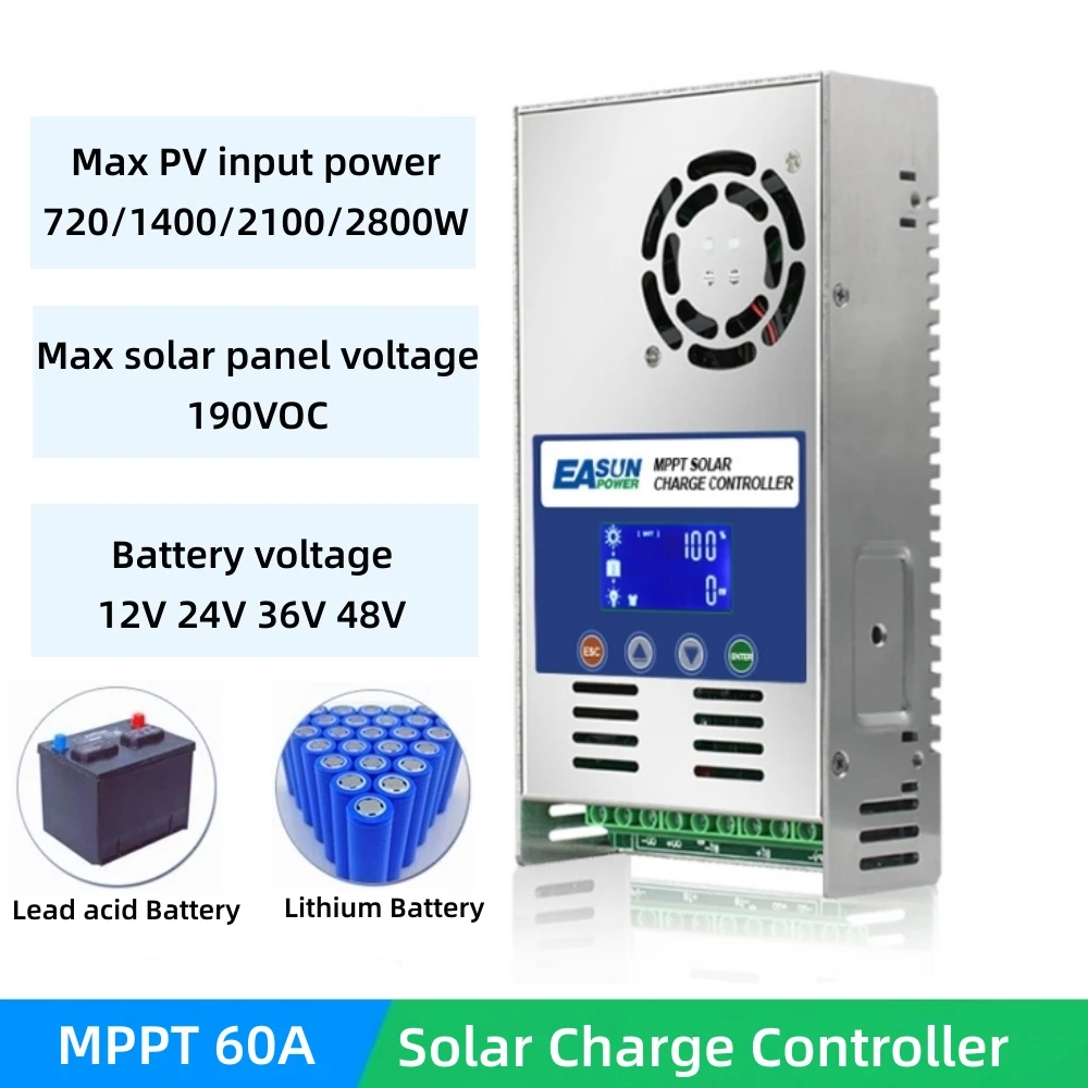 

12V 24V 36V 48V 60A MPPT Solar Charge Controller Support Parallel Connection PV Regulator For Lead Acid/Gel/Lithium Battery