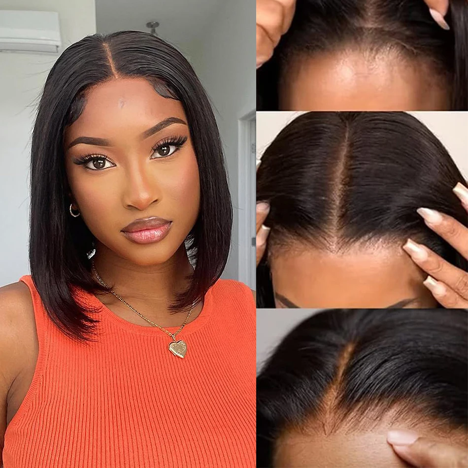 GURENYUN Боб Парик Фронта Шнурка 180% Плотность Прямой 16-дюймовый Человеческих Волос