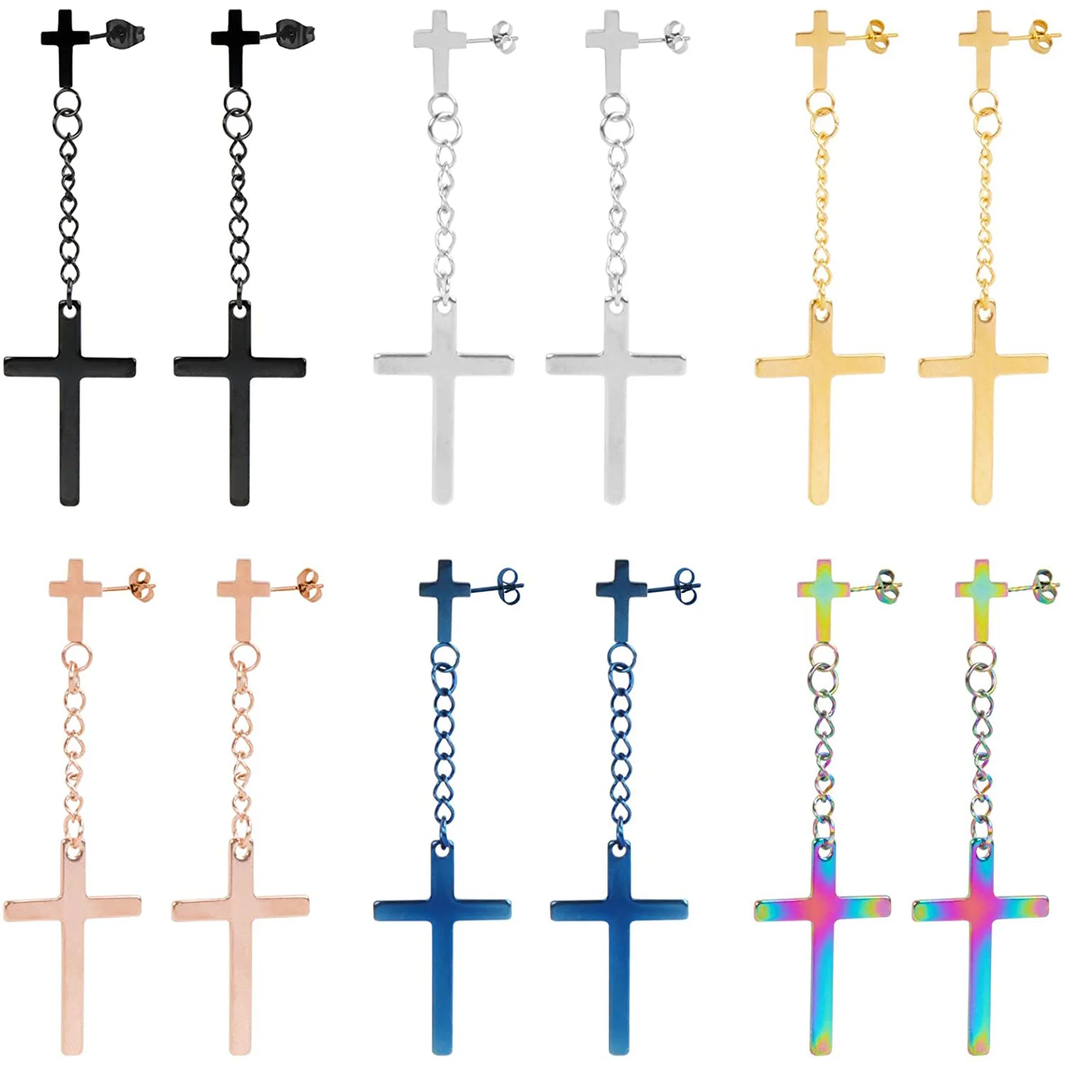 

Men Women Cross Stud Earrings Fashion Punk Cross Pendant Cartilage Drop Dangle Earrings Jewelry Aretes De Mujer Modernos 2021