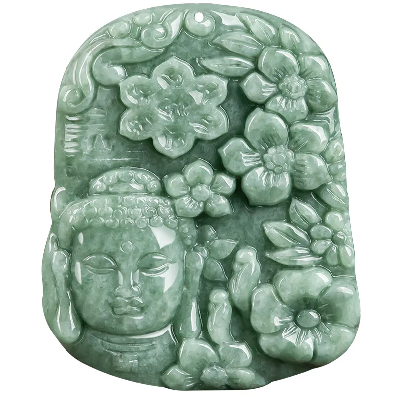 

Burmese Jade Buddha Pendant Emerald Talismans Men Real Green Jewelry Amulets Necklace Choker Natural Fashion Gemstones Jadeite
