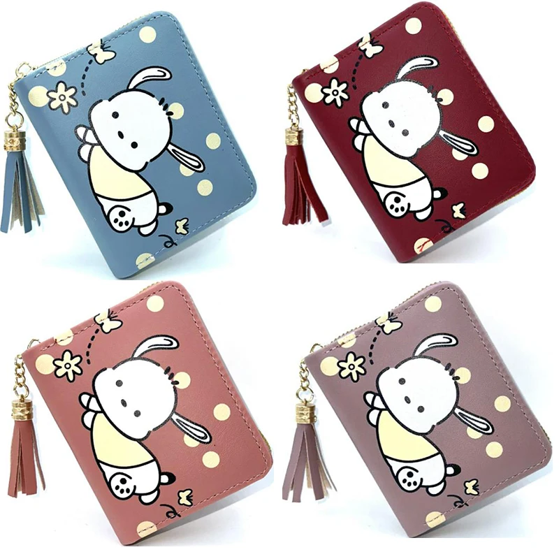 

Pachacco Wallet Sanrio Cartoon Figure Fashion Multifunction Coin Purse for Women Pu Leather Zipper Short Wallet ID Card Holders
