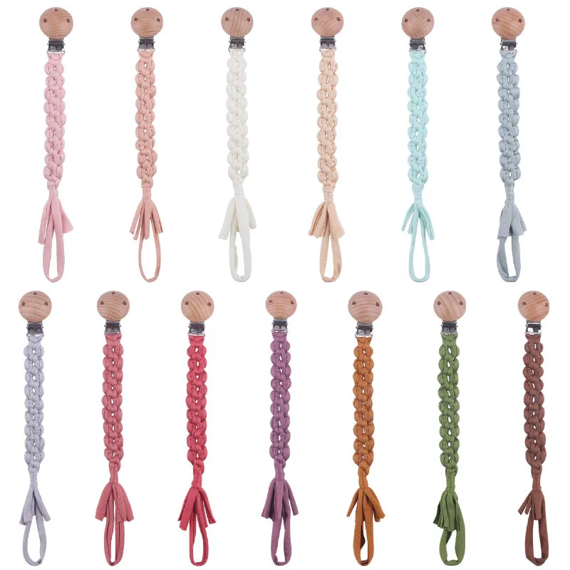 

Wooden Baby Pacifier Clip Crochet Cotton Nipple Holder Chain For Handmade Baby Dummy Soother Chain Mouth Care Teething Toy