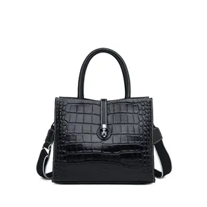 new womens bag 2022 new fashion leather handbag autumn winter middle aged mothers bag crocodile pattern briefcase commuter bag free global shipping