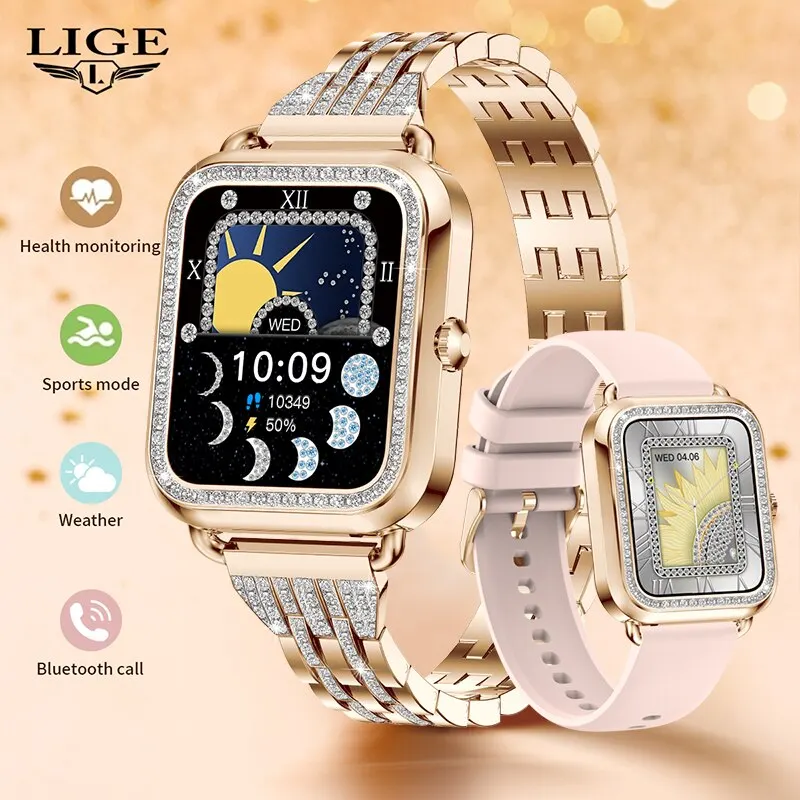 LIGE Bluetooth Call Smart Watch Women 24H Heart Rate Monitoring Blood Oxygen Bracelet Sport Watches Waterproof Smartwatch Ladies