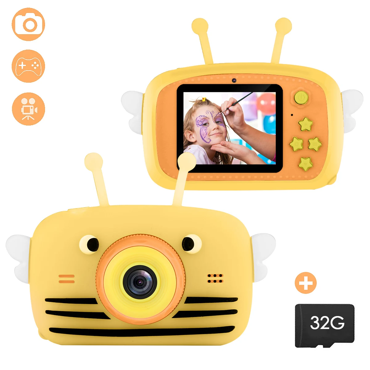 

Kids Camera Portable Mini 2" Screen Camera 20MP Dual Lens Video Camera DV Camcorder with 32G Memory Card Kids Camera Kids