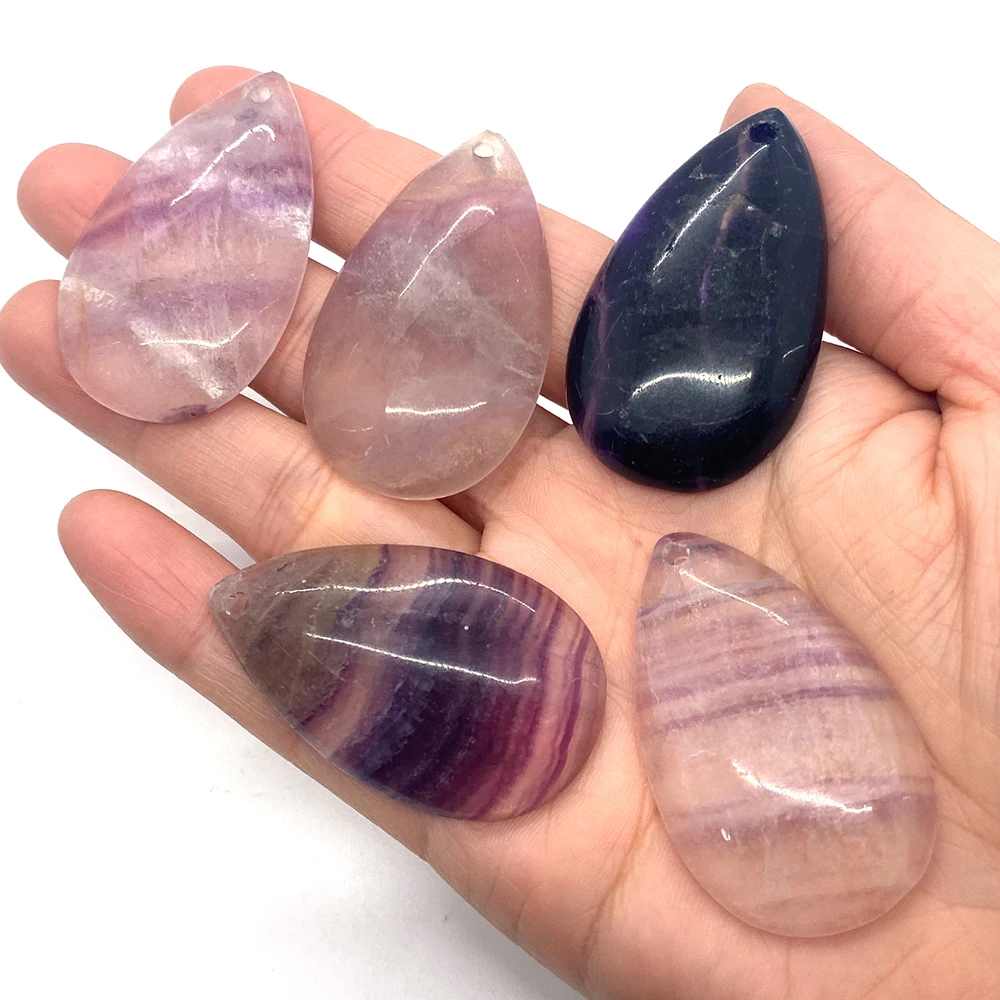 

Natural Stone Agate Pendant Amethyst Necklace Water Drop Stripe Jewelry Energy Stone DIY Necklace Earrings Making Accessories