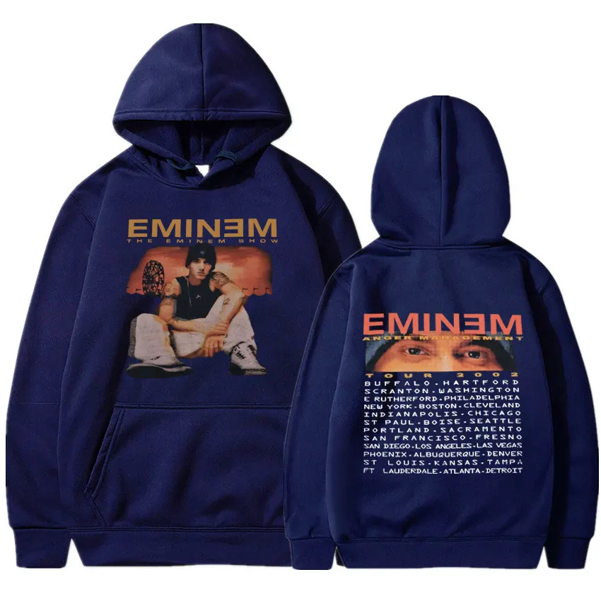Eminem Anger Management Tour 2002 Hoodie Men Women Hip Hop Vintage Pullover Hooded Sweatshirts Fleece Y2k Harajuku Streetwear images - 6