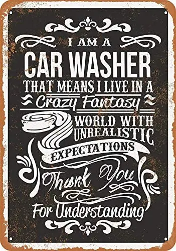 

Crazy Car Washer - Vintage Decorative Tin Sign - 8 x 12 Metal Sign