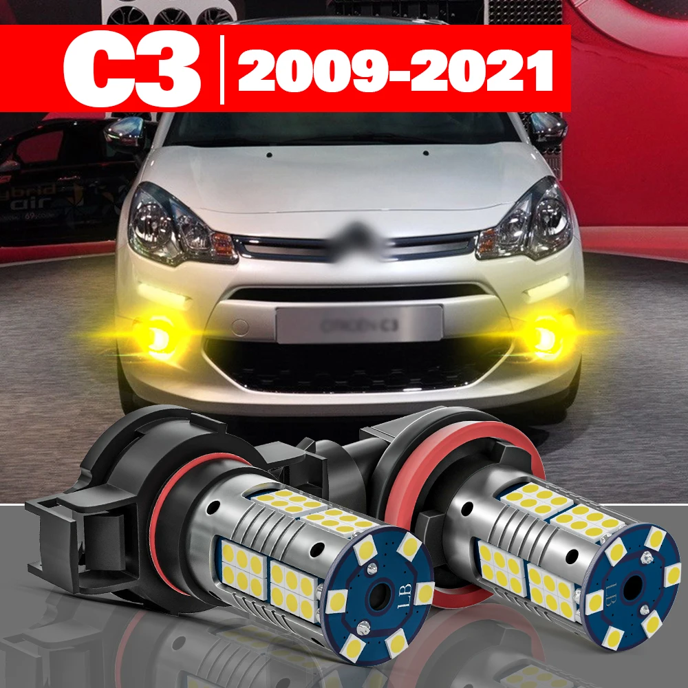

For Citroen C3 Picasso Aircross 2009-2021 Accessories 2pcs LED Fog Light 2010 2011 2012 2013 2014 2015 2016 2017 2018 2019 2020