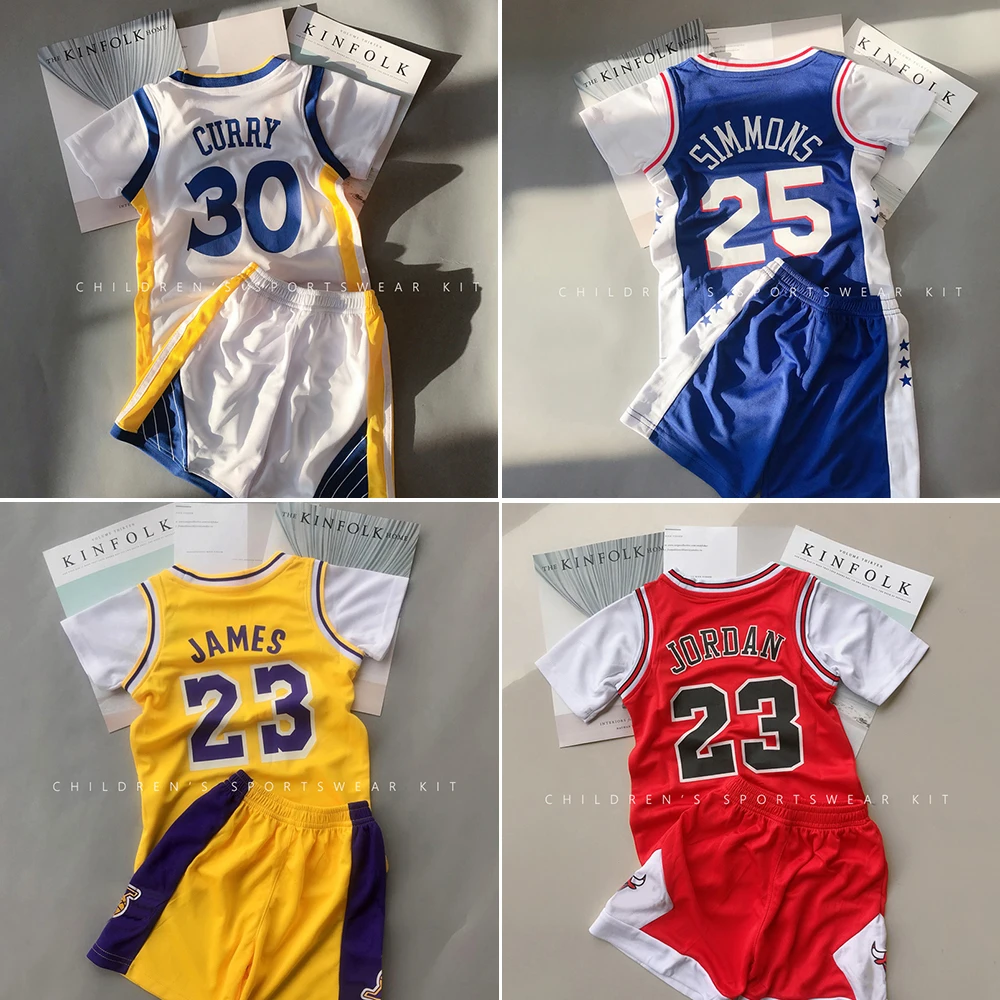 

basketball Jersey Tracksuit Child Kids Summer Sportswear Uniform Boys Girls basketball Clothes Suit Curry 30 Kobe James Irving