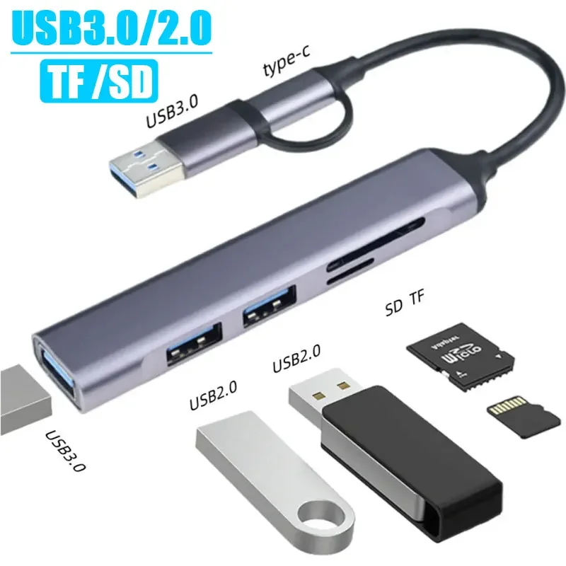 Тип C HUB USB 3.0 2.0 TF / SD 5-портовый мультисплиттер OTG для Lenovo HUAWEI Xiaomi концентратор из