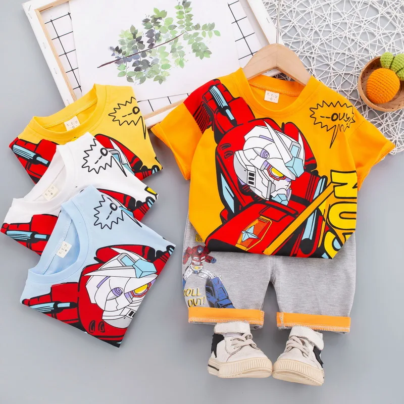 

JH-BabyClothesToddler Boy Clothes 0-5 Years Old Summer Short-Sleeved Shorts Suit Baby Printed Shirt Casual Shorts Two-Piece Suit