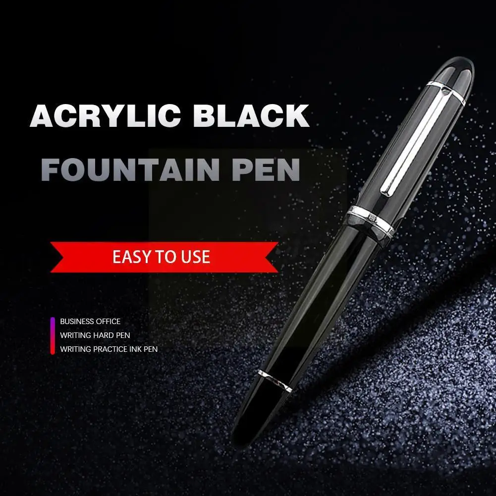 

High Quality X159 Fountain Pen Black Acrylic Fountain With Pens Fine Clip School Business Pen Metal Nib Writing Off E4p5