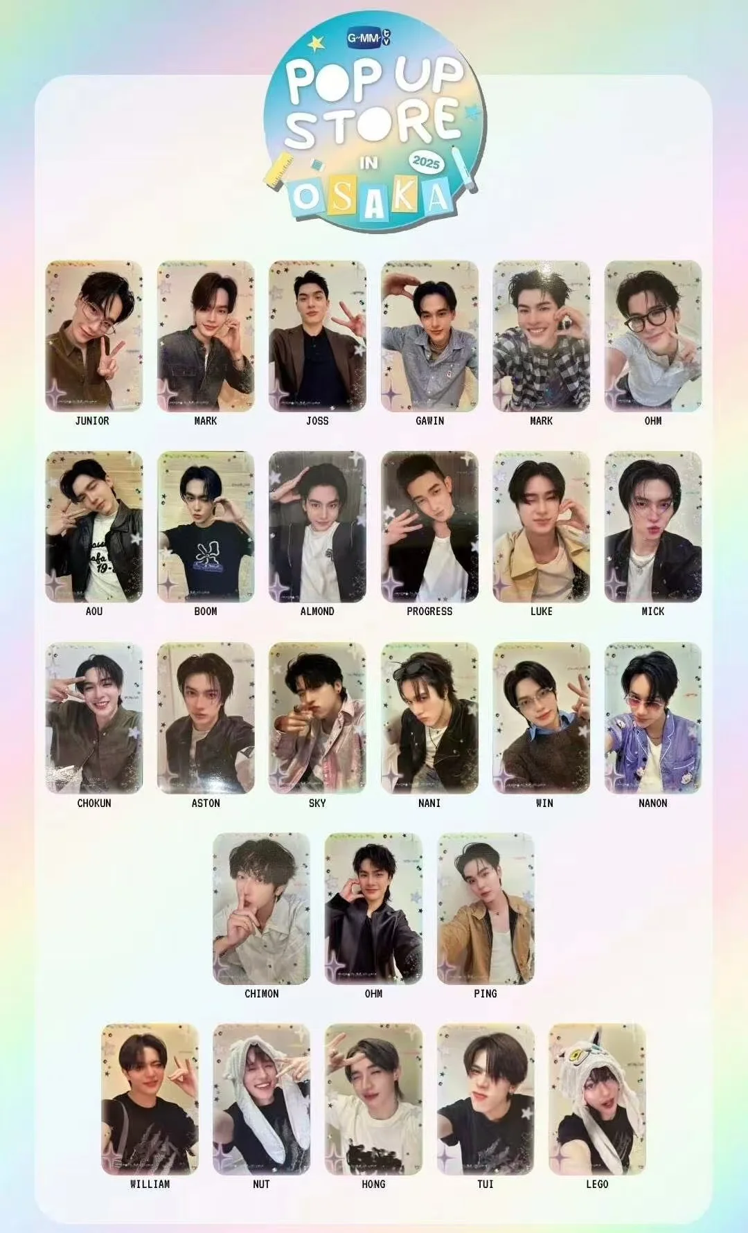 Фото Официальный магазин GmmTV POP Up 2025, Pondphuwin Joongdunk Bounprem FirstKhaotung Jimmy Sea Junior Mark, коллекционная случайная карта для мальчиков №1