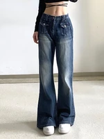 cargo jeans women streetwear low rise bootcut mom jeans grunge black slim denim pants harajuku boyfriend basic y2k pants