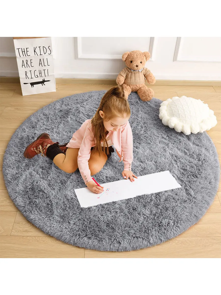 Round Rug Mats,Fluffy Circle Shaggy Circular Rug,Upgrade Fuzzy Plush Carpets for Kids Room Decor,Girls Bedroom Baby Nursery Dorm
