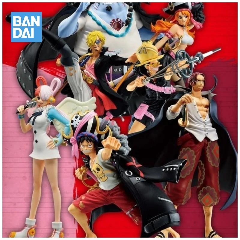 

Bandai ICHIBANSHO RED One Piece Monkey D. Luffy Usopp Nami Sanji Jinbe Shanks Plastic Action Figure Anime Surrounding Model Toys