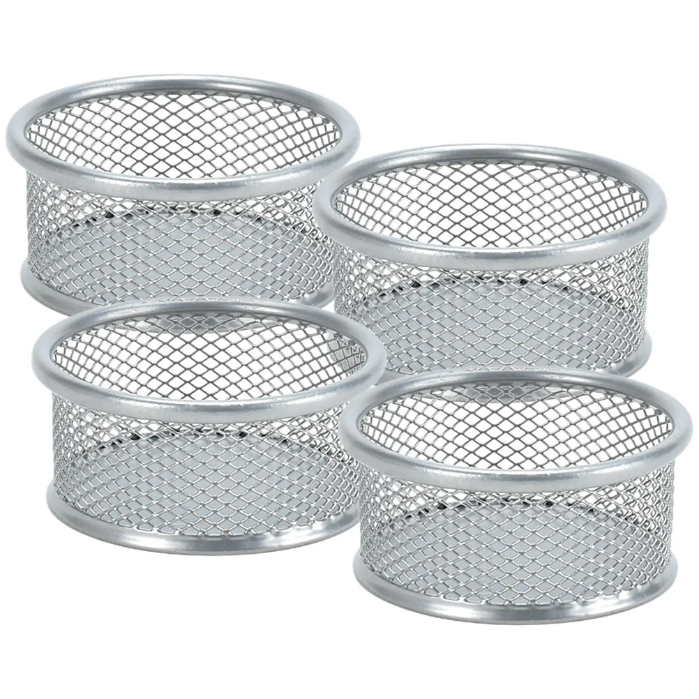 4 Pcs Wire Mesh Bowl Office Tables Home Stackable Paperclip Basket Metal Holder Household Office Desk Organizer