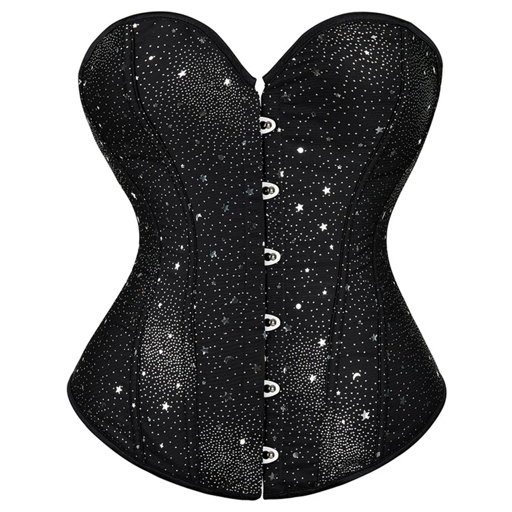 

Sexy Bustiers Corsets Star Moon Print Gothic Lingerie Plus Size Burlesque Costume Gothic Vintage Style Corset Overbust Corselet