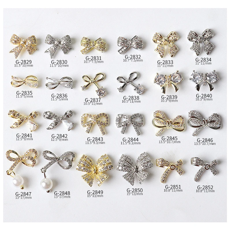 

3pcs Elegant Bowknots Designs Pearl Zircon Decorations With Alloy For Nail Manicure Beauty