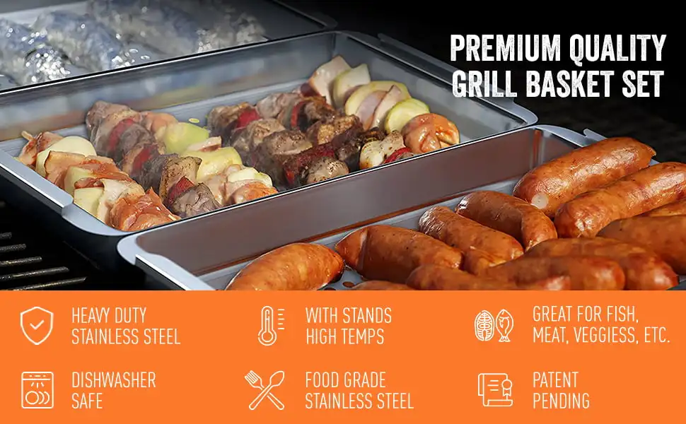 

Prep BBQ Tray The Grill Prep Trays Include a Plastic Marinade Container for Marinating Meat & a Stainless Steel Serving Platter