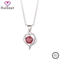 huisept heart pendant 925 silver jewelry with zircon gemstone nekclace accessories for women wedding party promise bridal gifts