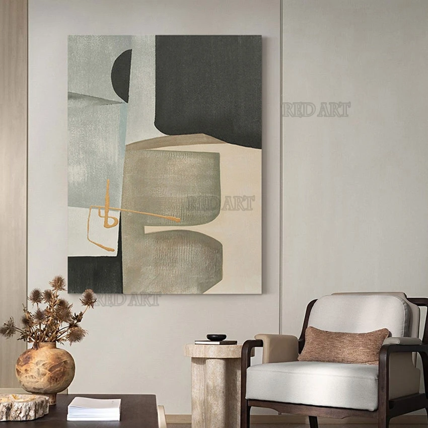 Декор для отеля, демонстрация, абстрактная простая масляная живопись, искусство, холст без рамки, настенное искусство и поделки, лидер прода...