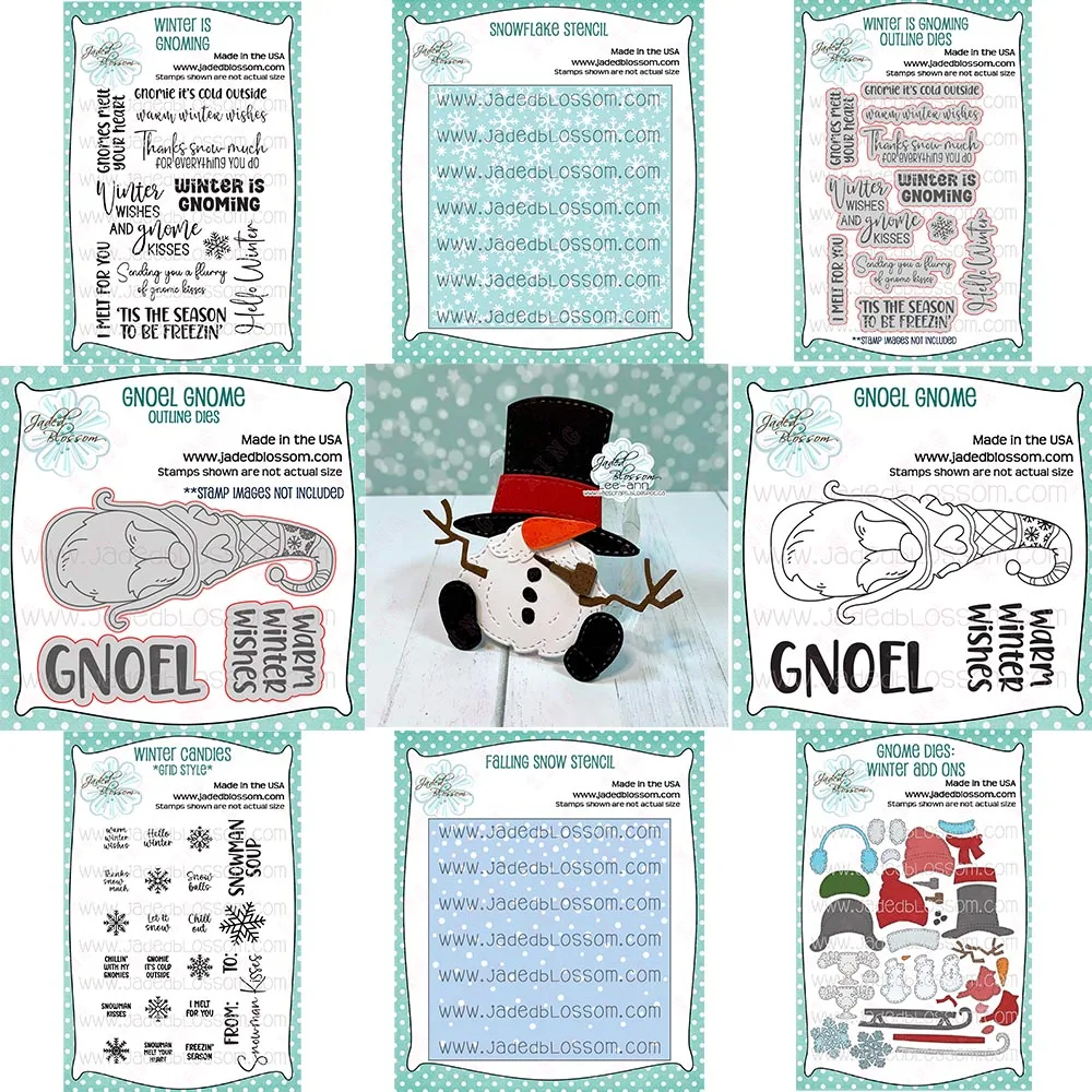 

New Metal Cutting Dies Diy Craft Deco Card Winter is Gnoming Outline Add Ons Candies Grid Style Stamps Snowflake Falling Stencil