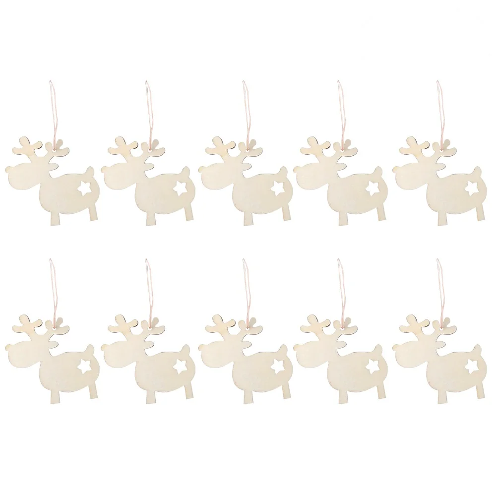 

10PCS Hanging Christmas Ornaments with Rope Christmas Elk Xmas Gift Pendants Decorations