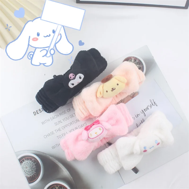 

Kawaii Pinnk Melody Anine двухмерные фигурки Косплей Kuromi Cinnamoroll помпон пурин Женские аксессуары плюшевая повязка на голову для девушек