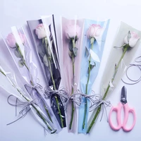 50pcslot single rose wrapping plastic bag for florist flower packaging bag valentines day rose package floral wrapping bag opp