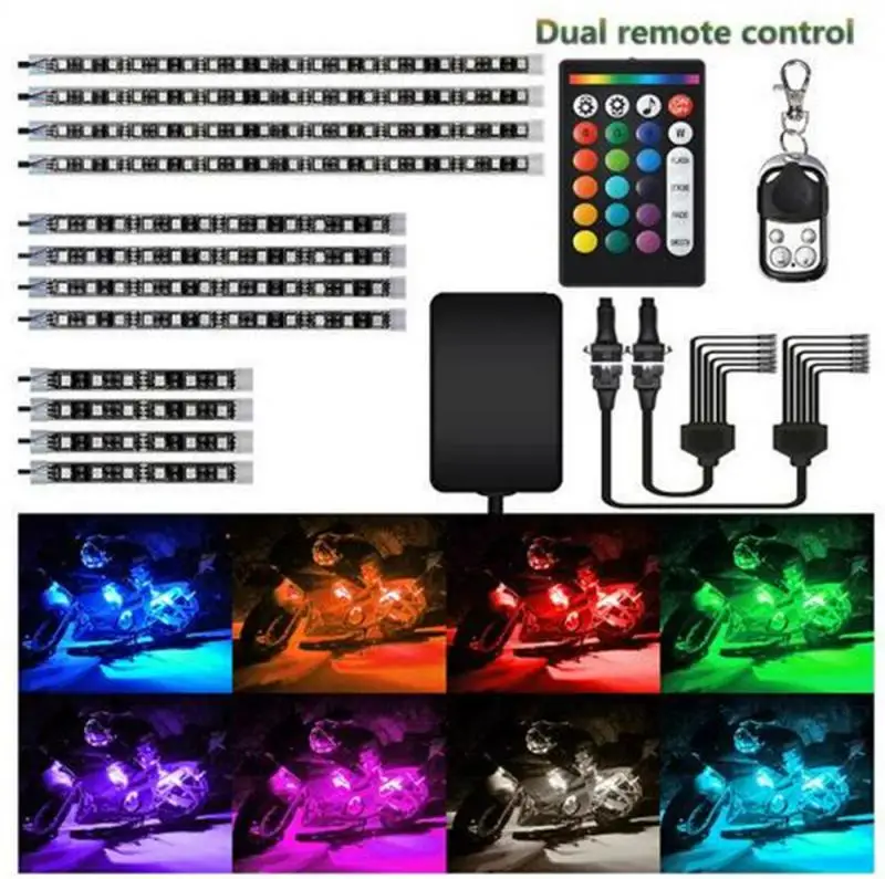 

Гибкая светодиодная лента RGB для мотоцикла, велосипеда, грузовика, 18 цветов, 12 шт.