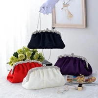satin clutch bag four colors red wedding bags elegant purple evening ceremonial clutches party purse for women