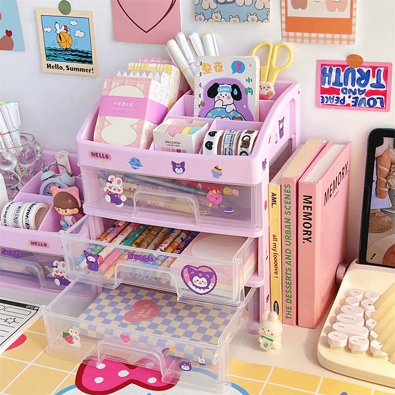 Кавайная серия фиолетовых цветов вместительный органайзер для хранения