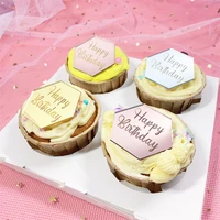 10pcs set golden acrylic mirror happy birthday cupcake topper wedding party cupcakes insert flag baby shower cake decorations