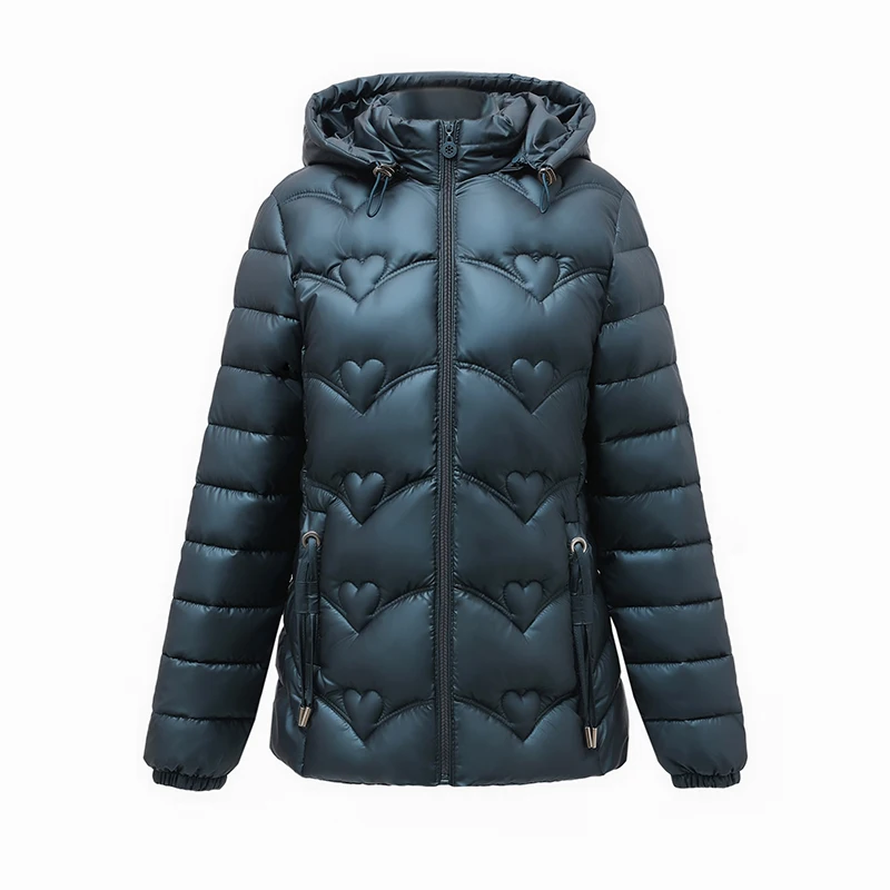 

Beardon 2023 New Women's Coat Short Winter Removable Hat Slim Fit and Thin Glossy Fashion Warm Down Cotton Padded Jacket