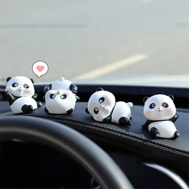 

Cute Panda Resin Statue Ornaments Car Decoration Cartoon Animal Panda Mini Sculpture Car Decoration Accessories Home Room Decor