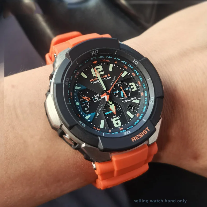 Black Orange Silicone Watchband for Casio G-SHOCK 5121 GW-3500B GW-3000B GW-2000 Men Sport Band Strap Watch Accessories