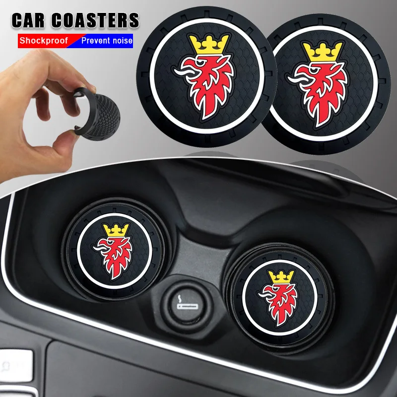 

Car Coasters PVC Anti Slip Coasters Cup Holder Insert for Saab 900 93 95 GT750 93X 9X Monster Phoenix Sonett 9000 X Accessories