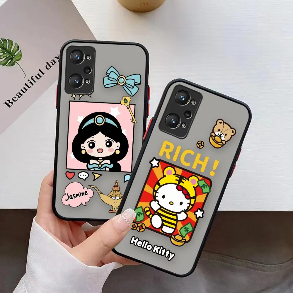

Matte Case For REALME C35 C33 C31 C30S C25Y C21Y C21 C20 C15 C12 C11 9 8 8I 7 7I 6 5 PRO PLUS 5G Case Cute Cartoon Girl Rich Cat