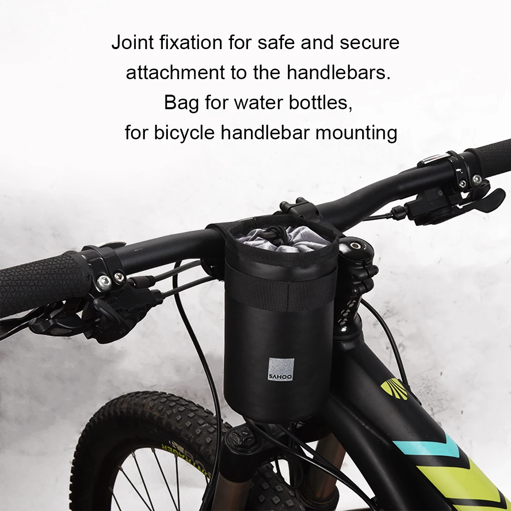 

Bicycles Handlebar Water Bottle Bag Removable Fast Release Reusable Reflective Shockproof Insulated Drawstring Pouch