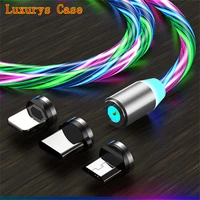 magnetic current flowing luminous lighting charging for iphone 14 13 samsung xiaomi huawei usb type c cord led wire phone cables