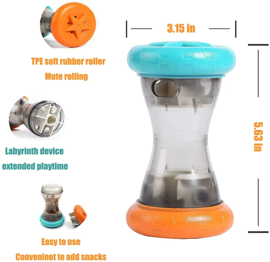 

Treat Dispensing Puzzle Toys for Small Dogs,Interactive Chase,Slow Feeder,to Improves Pets Digestion,Barbell-Shaped Dog Toys