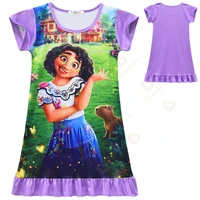disney girls princess nightgowns summer short sleeve striped cartoon nightdress pajamas sleepwear kids girl nightgown