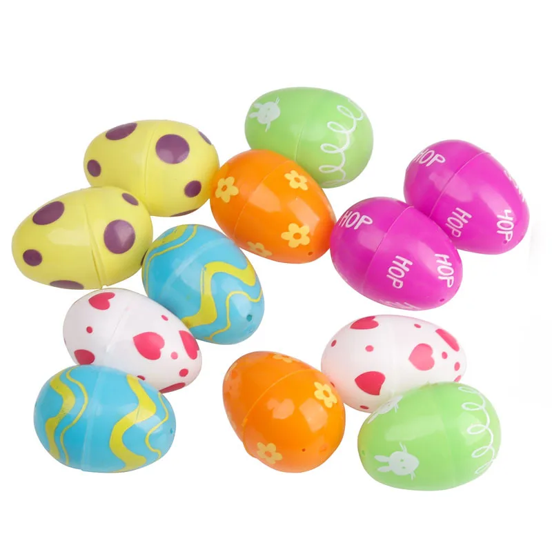 

12pcs Plastic Easter Eggs Fillable Colorful Easter Rabbit Eggs Decoration For Home Happy Spring Easter Favor Candy Gift Boxes