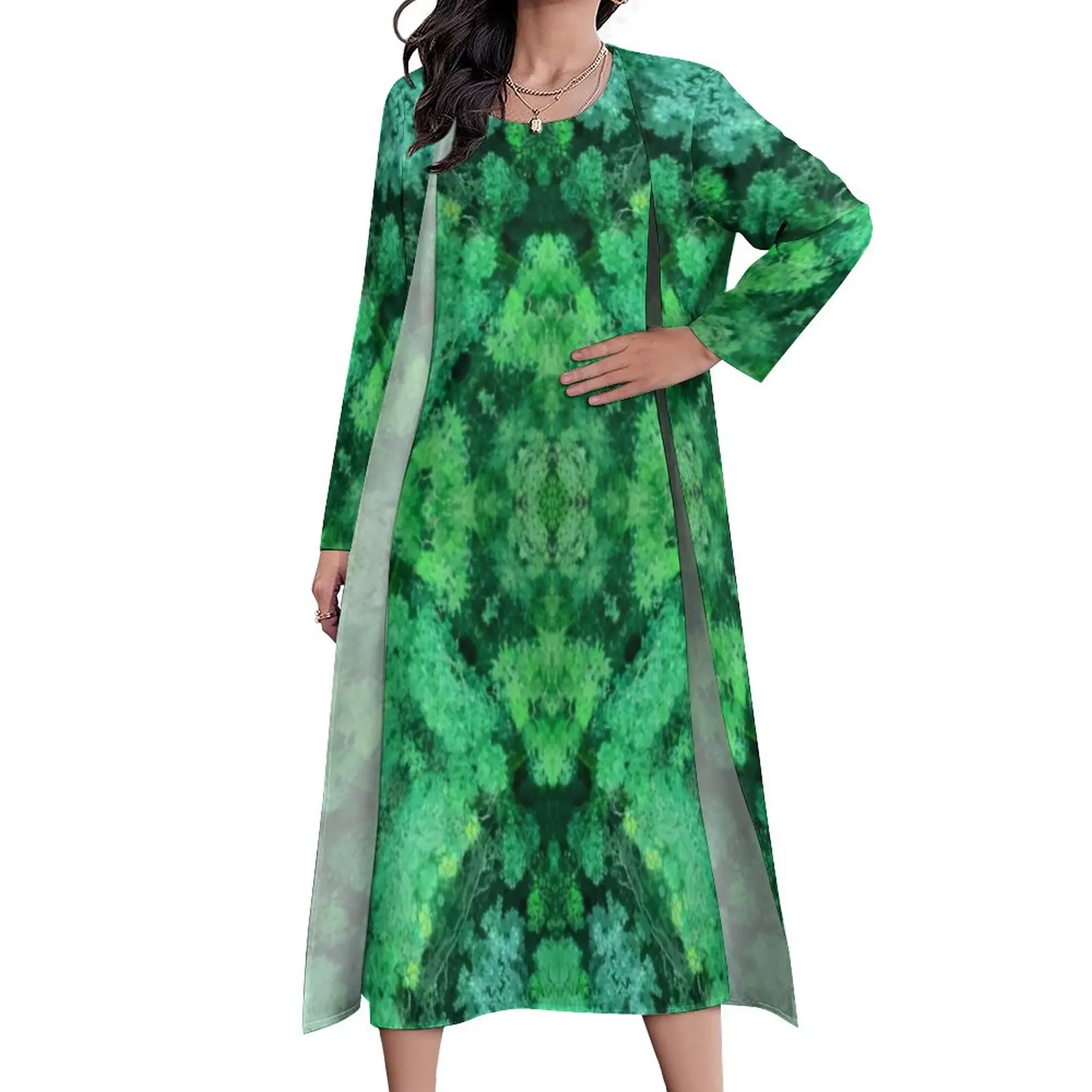 

Sea Moss Dress Abstract Print Night Club Maxi Dress Street Wear Casual Long Dresses Women Two Piece Design Oversized Vestido