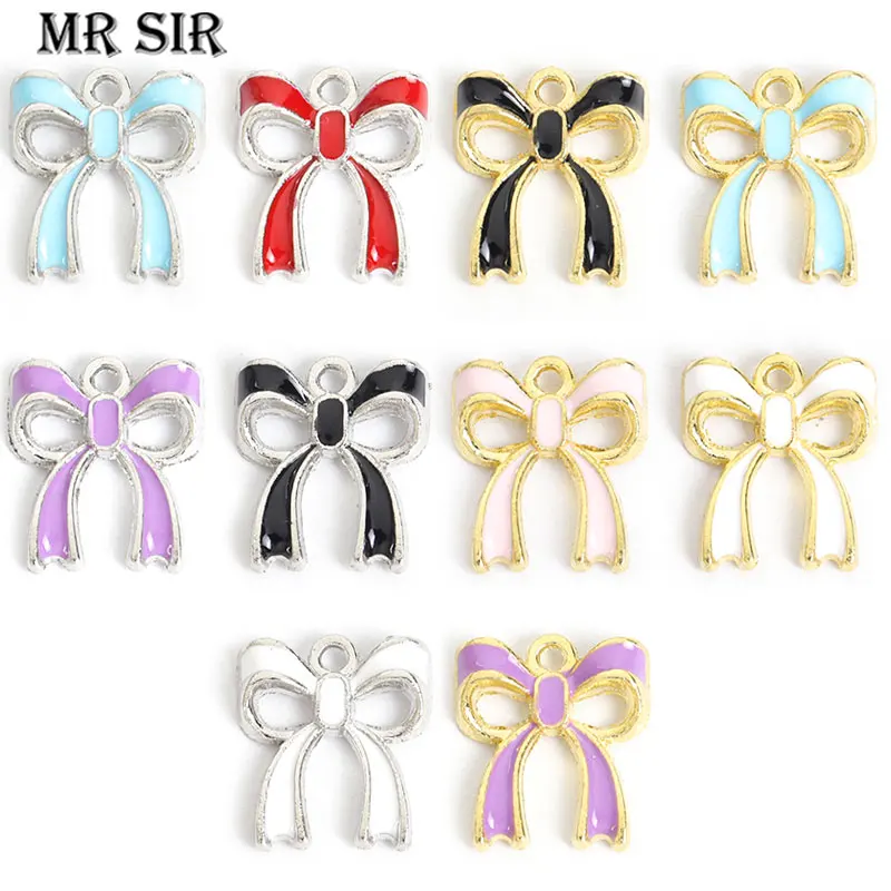 20 шт. красочные эмалированные подвески с бантом модные милые женские капельные