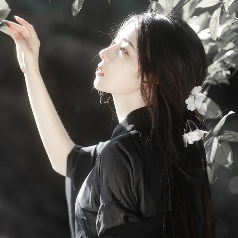 Китайский домашний женский кардиган Hanfu косплей одежда поэта Тюлевое шелковое